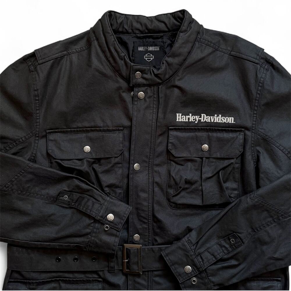 Harley-Davidson #1 Riding Jacket Mens XL Black Cotton Belted Motorcycle - Picture 8 of 12